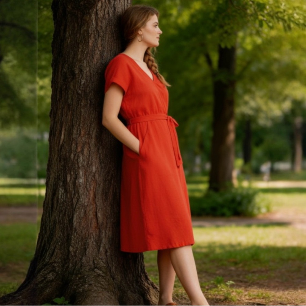Universal Threads Faux Wrap Red Dress - Picture 4 of 9